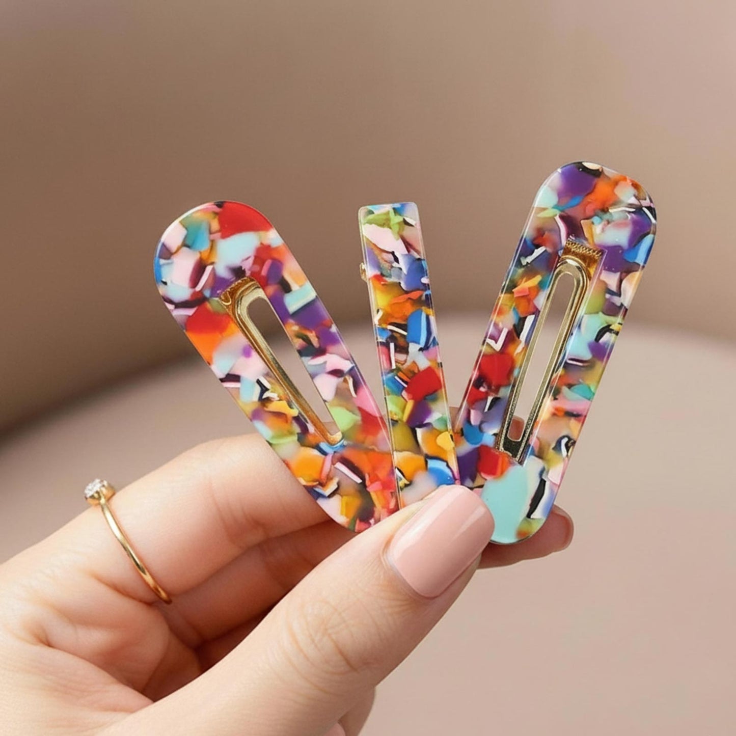 Lot de 3 Pinces Plates Terrazzo en Résine