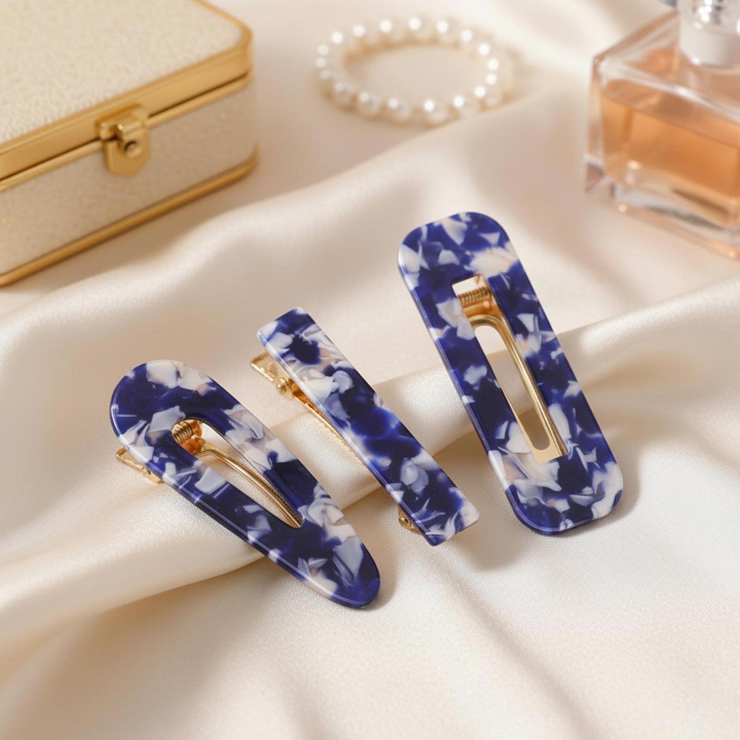 Lot de 3 Pinces Plates Mykonos en Résine Marbrée