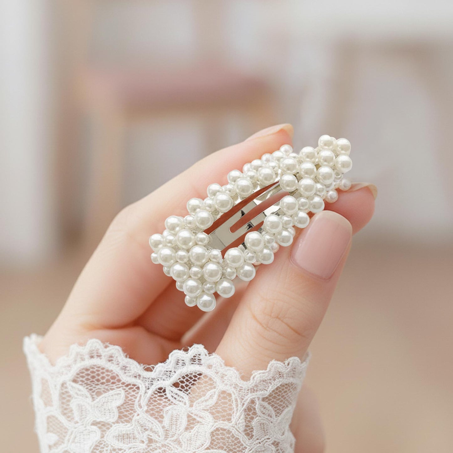 Pince Clip Tamara Rectangle Pearl Frame