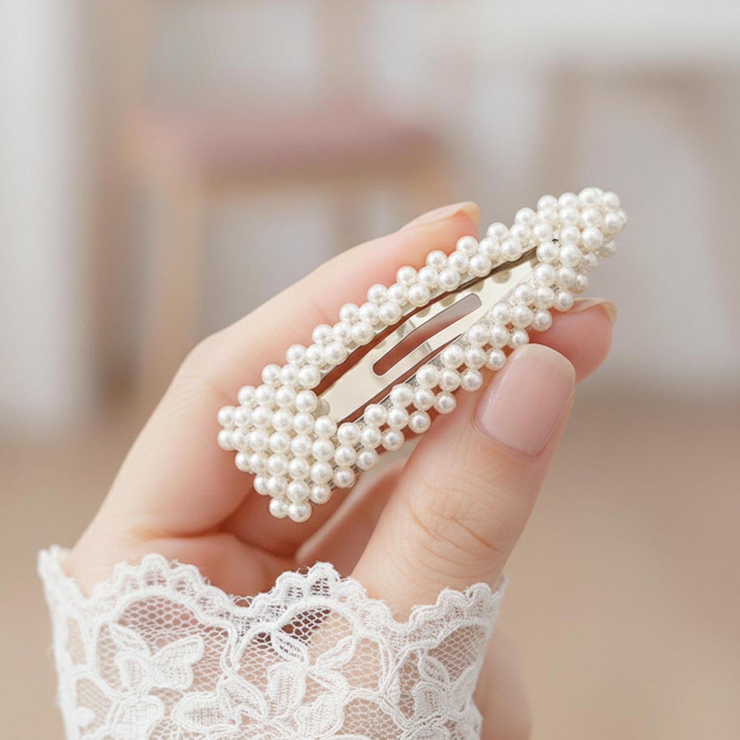 Pince Clip Tamara Rectangle Ajourée Perles