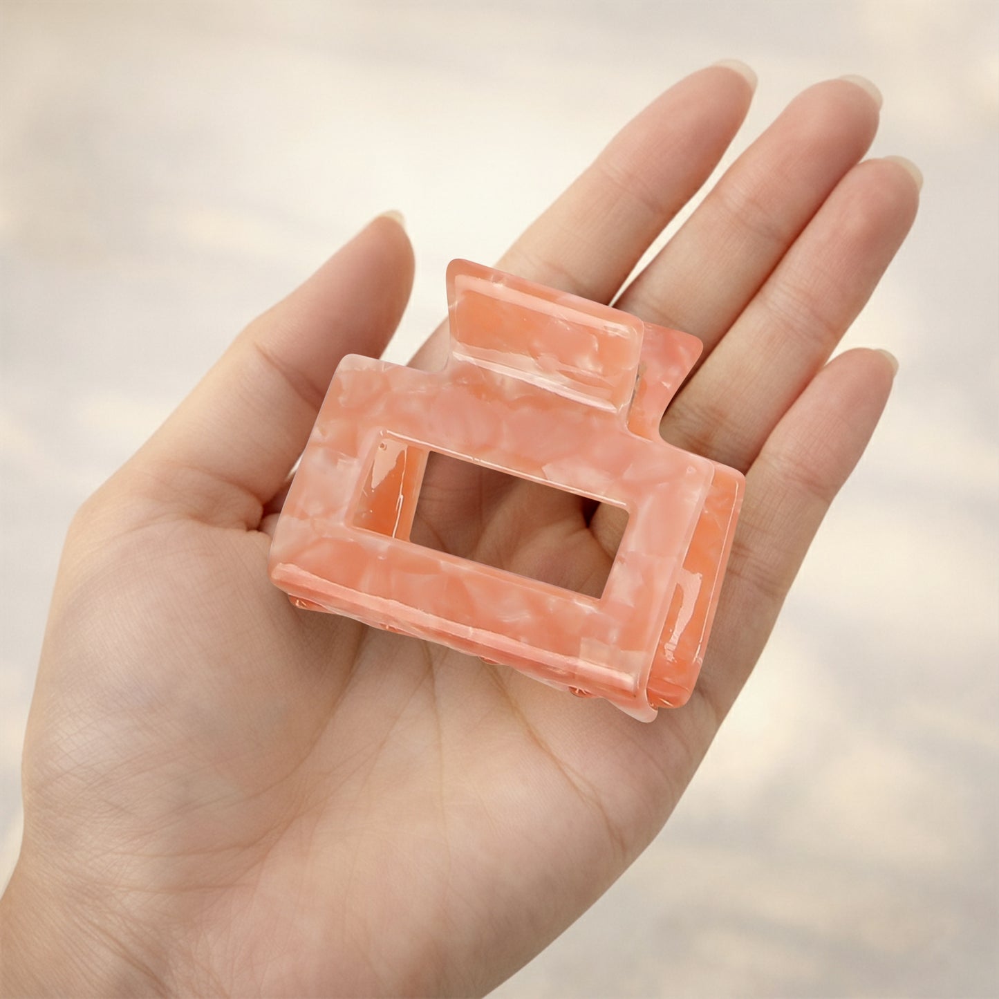 Pince Cheveux Sasstie Opale Rose Marbré Glossy