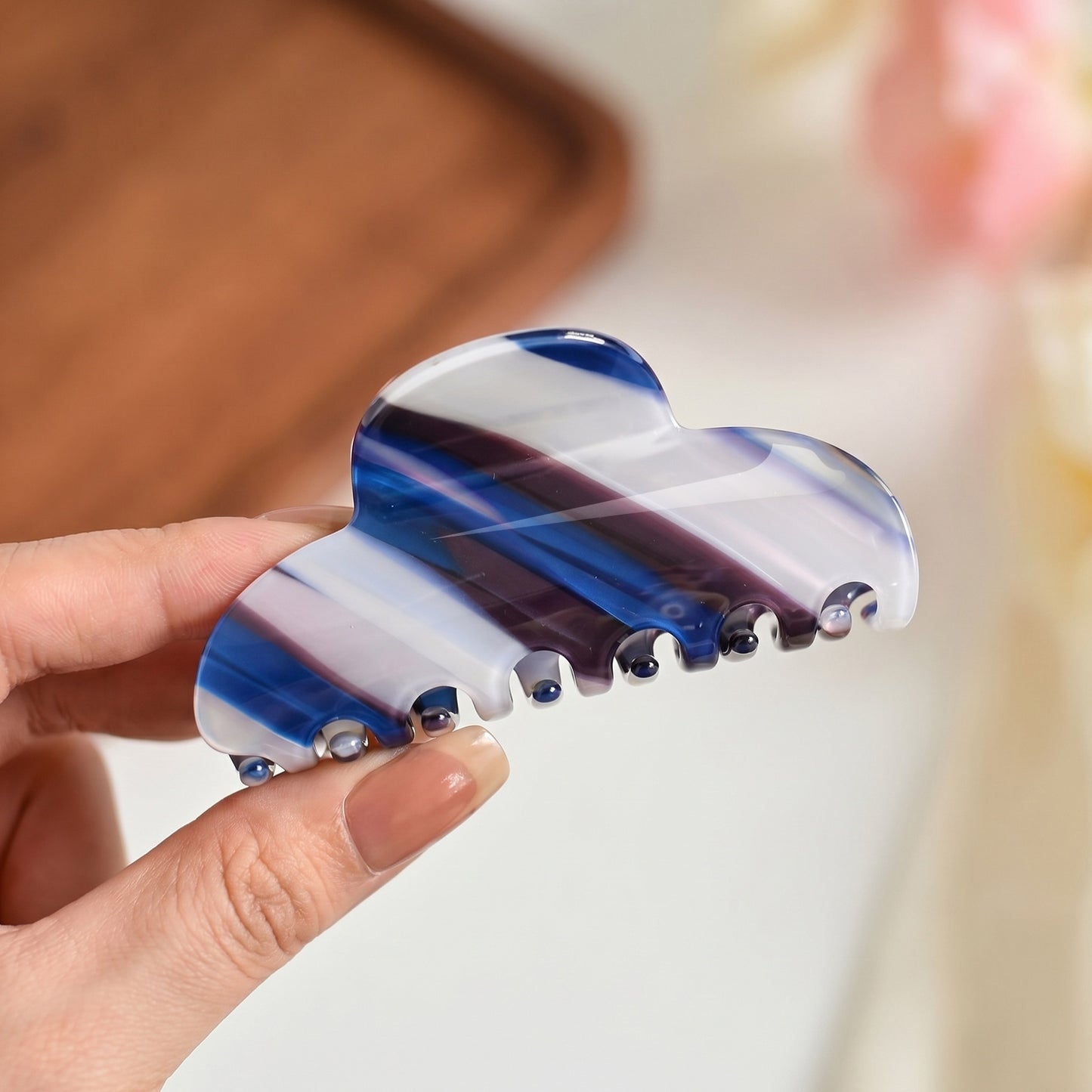 Pince Cheveux Candy Reflets Marbrés Bleu Marine