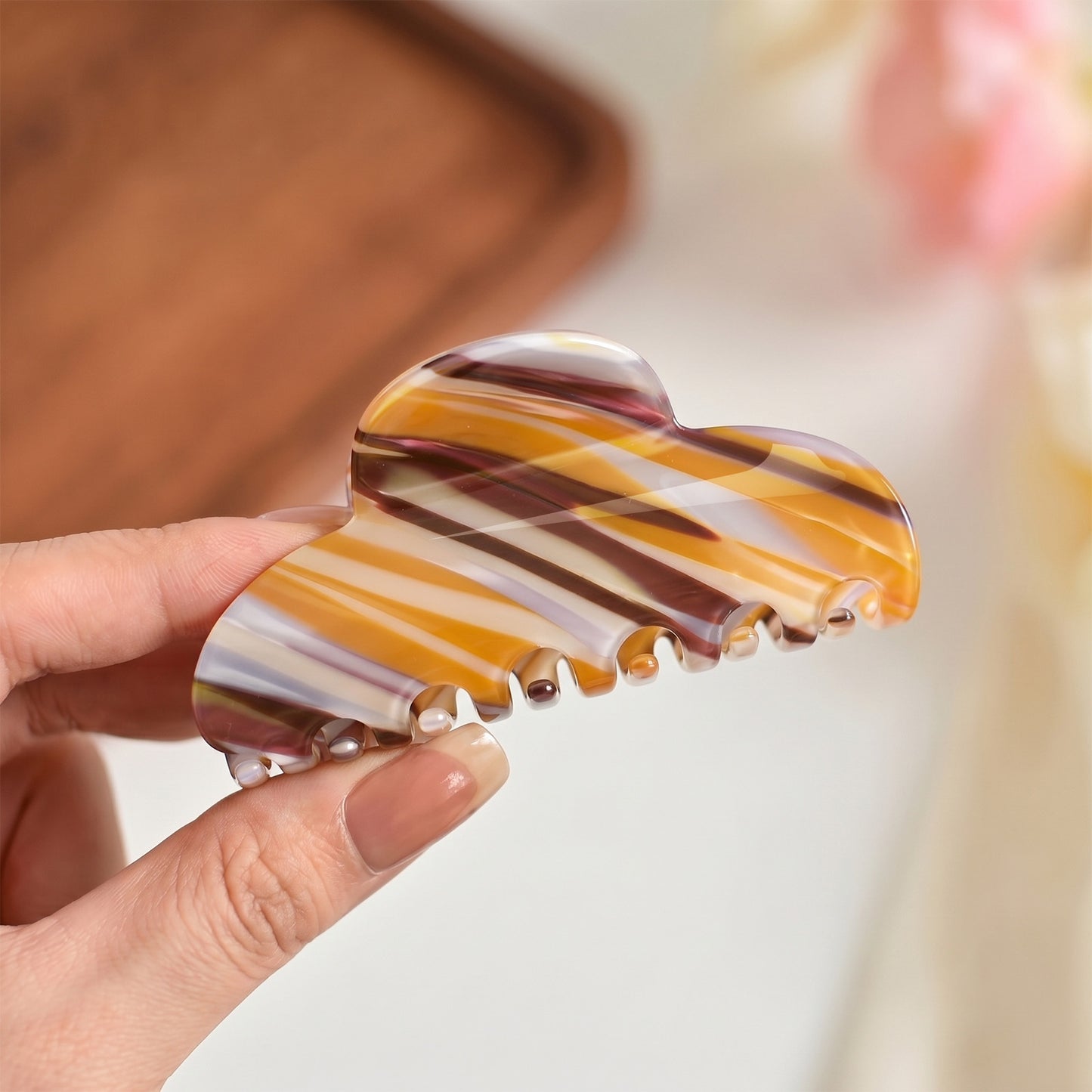 Pince Cheveux Candy Reflets Marbrés Marron