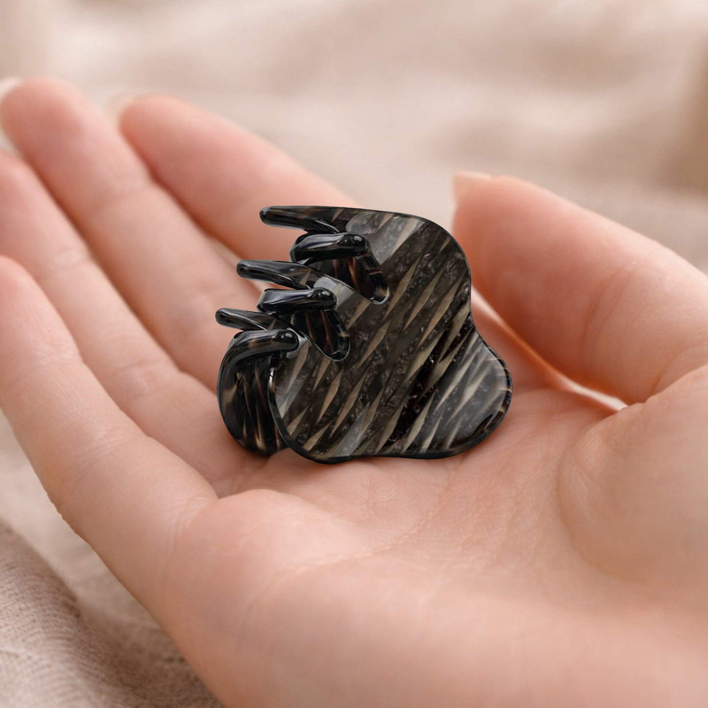 Mini Pince Cheveux Crocro Éclat de Nuage Obsidienne Noir