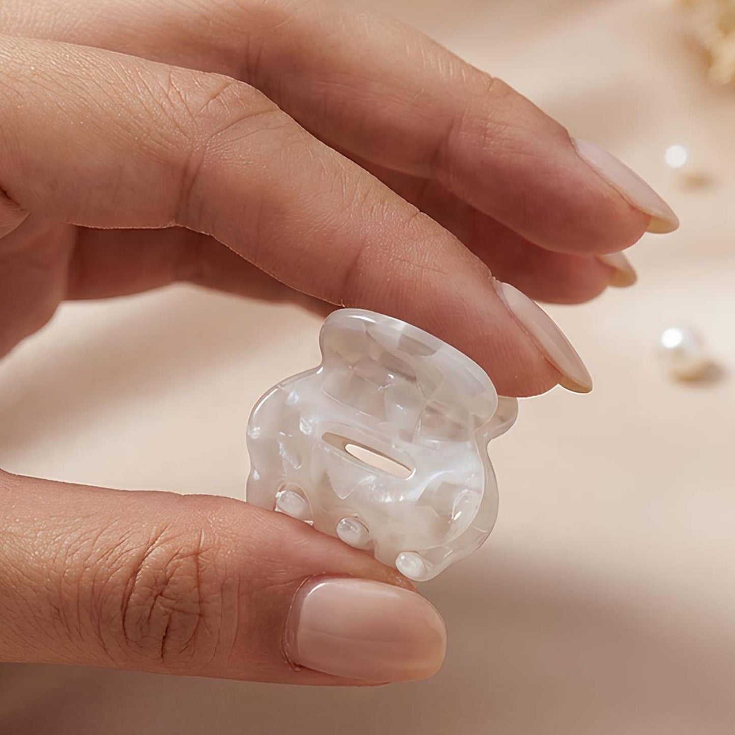 Mini Pince Cheveux Crocro Pastel Doux Blanc