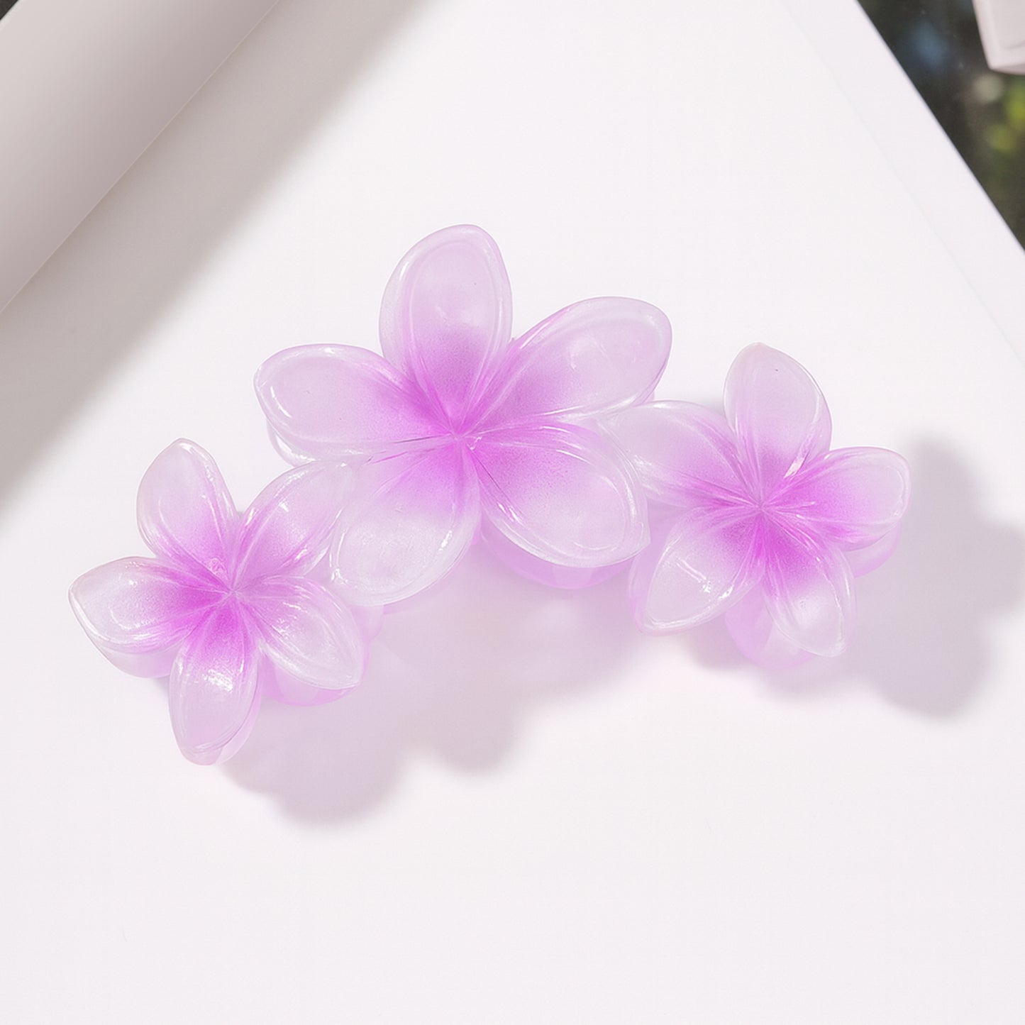 Pince Cheveux Perle de Plumeria Rose Lilas