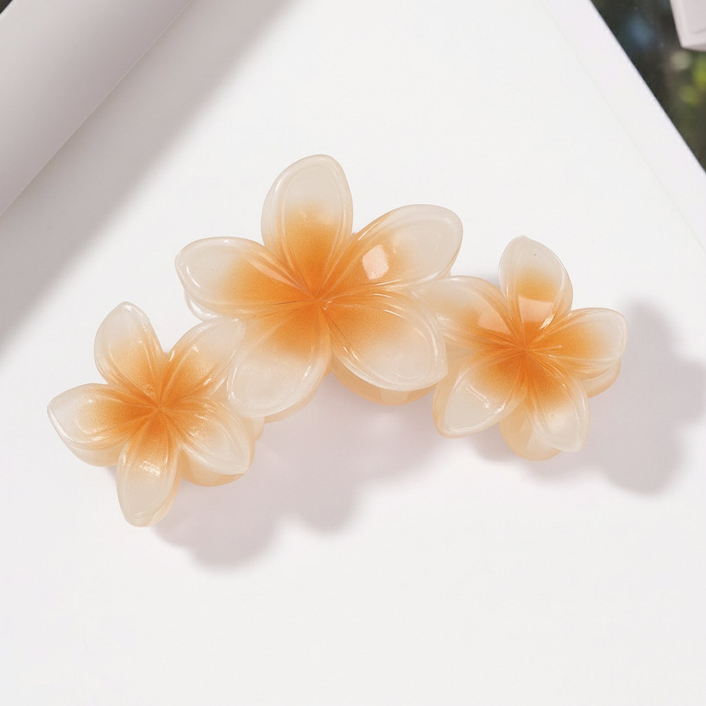 Pince Cheveux Perle de Plumeria Orange