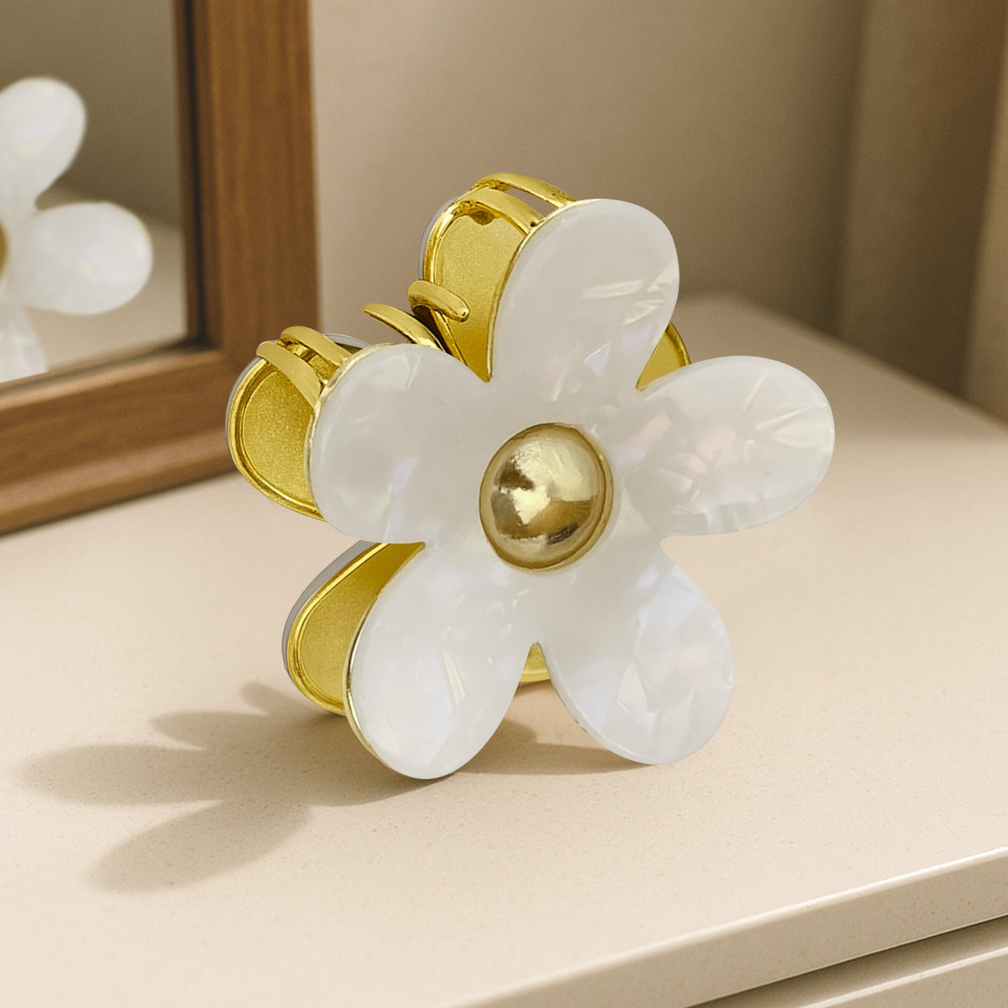 Pince Cheveux Smoky Blossom Blanc Nacré