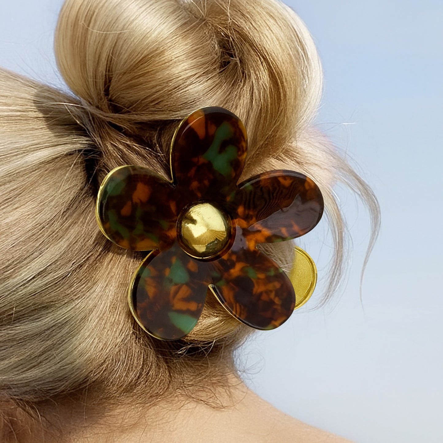 Pince Cheveux Smoky Blossom Ambre Marbré