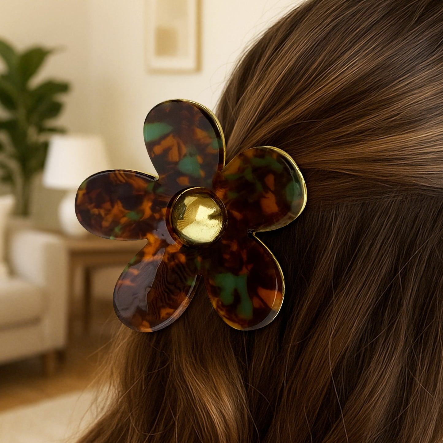 Pince Cheveux Smoky Blossom Ambre Marbré