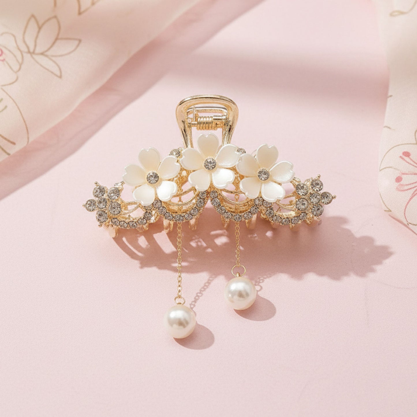 Pince Bijou Pearl Blosssom Blanc