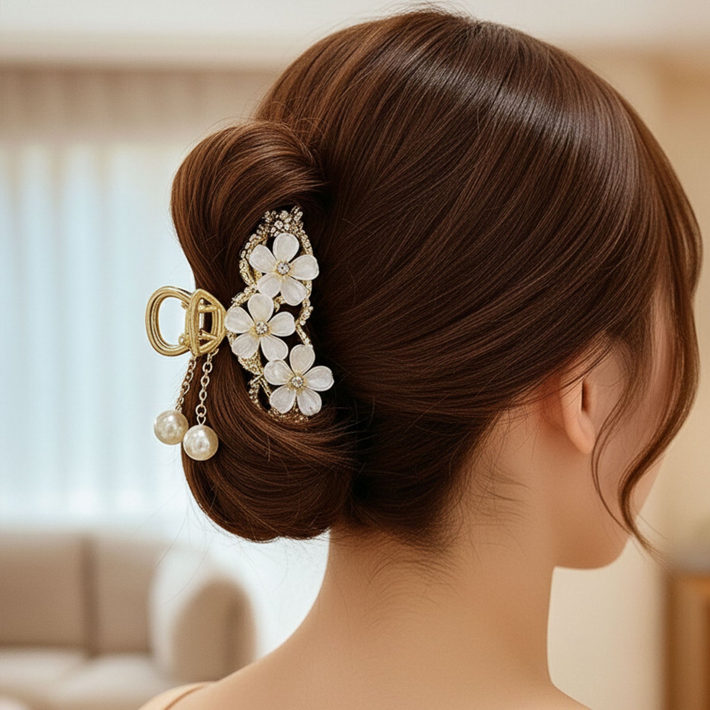 Pince Bijou Pearl Blosssom Blanc