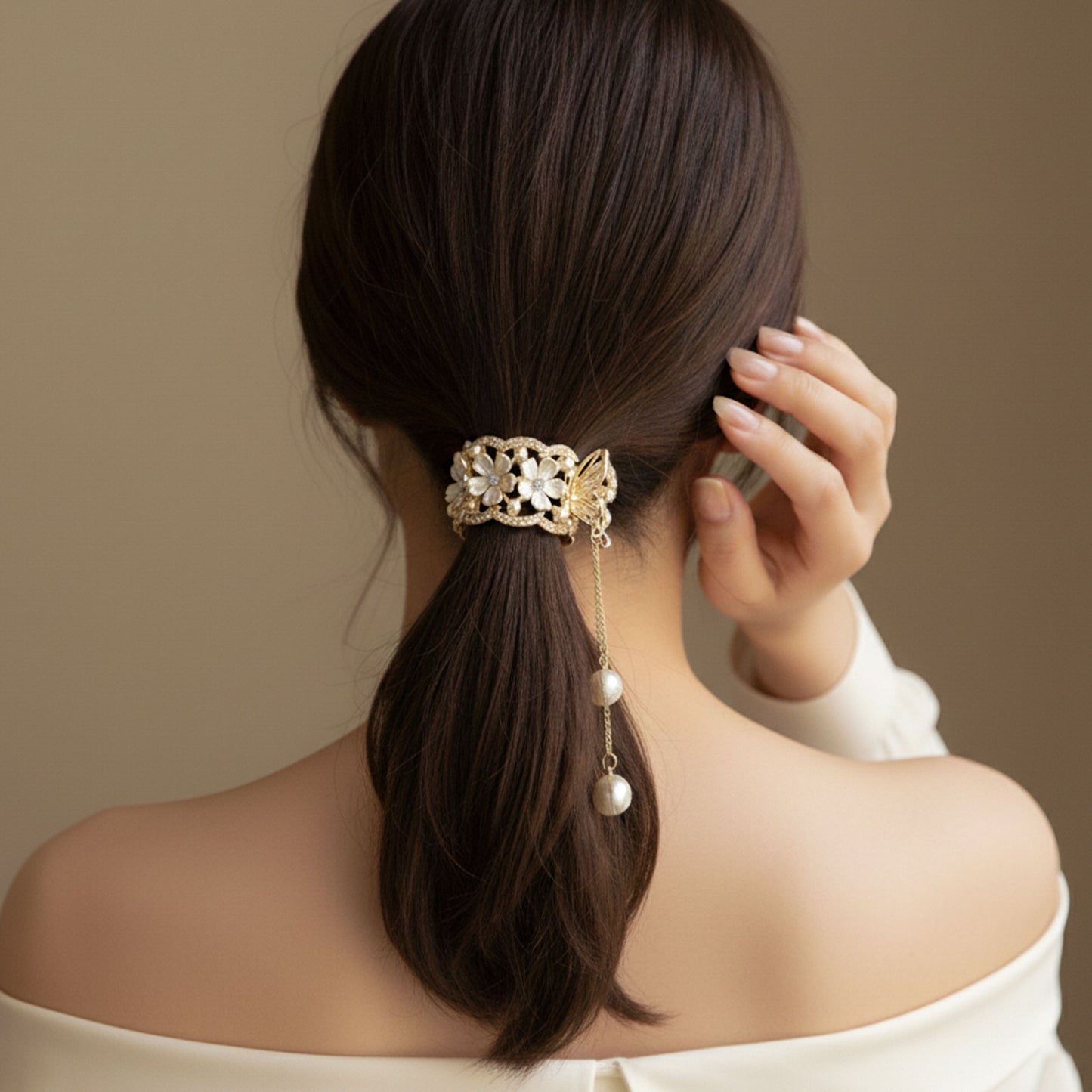Pince Bijou Ivory Blossom Blanc