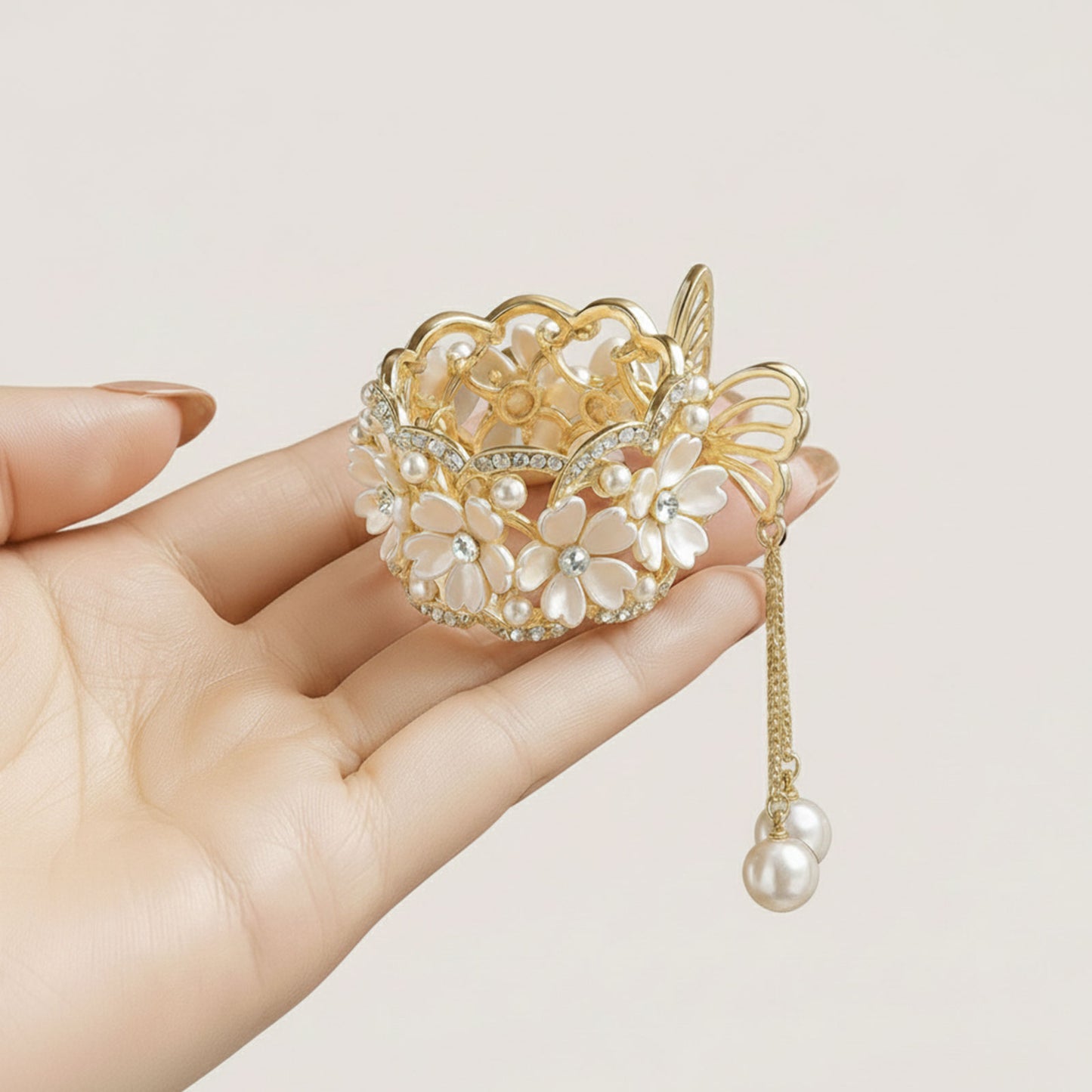 Pince Bijou Ivory Blossom Blanc