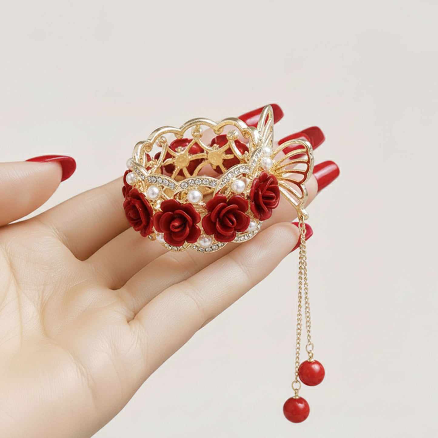 Pince Bijou Ivory Blossom Bordeaux