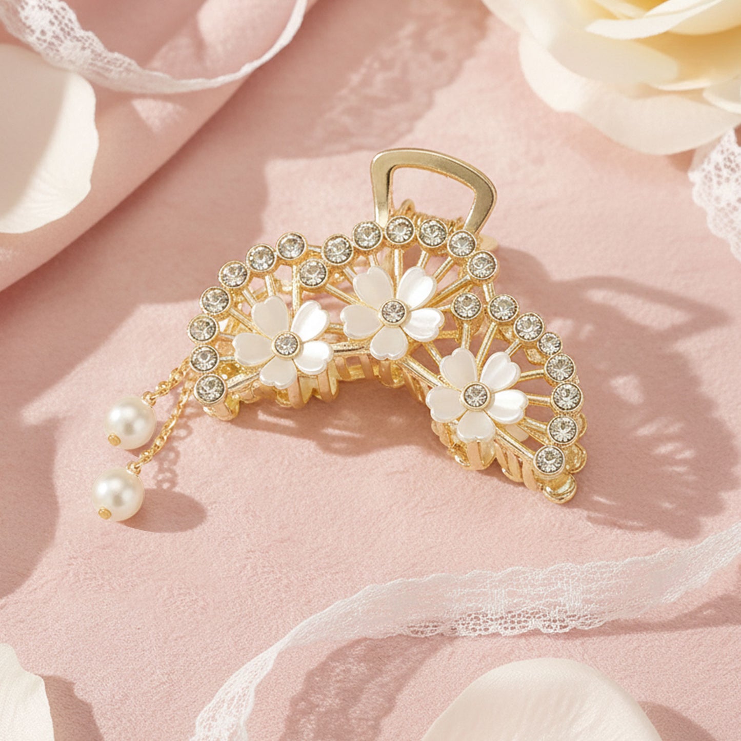 Pince Bijou Pearl Tiara Blanc