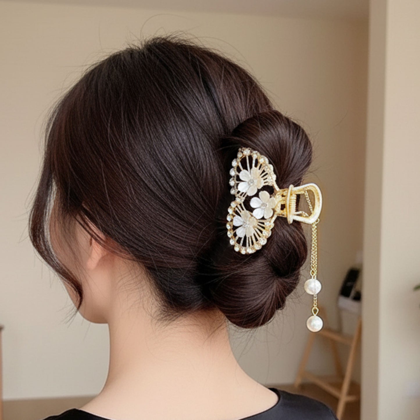 Pince Bijou Pearl Tiara Blanc
