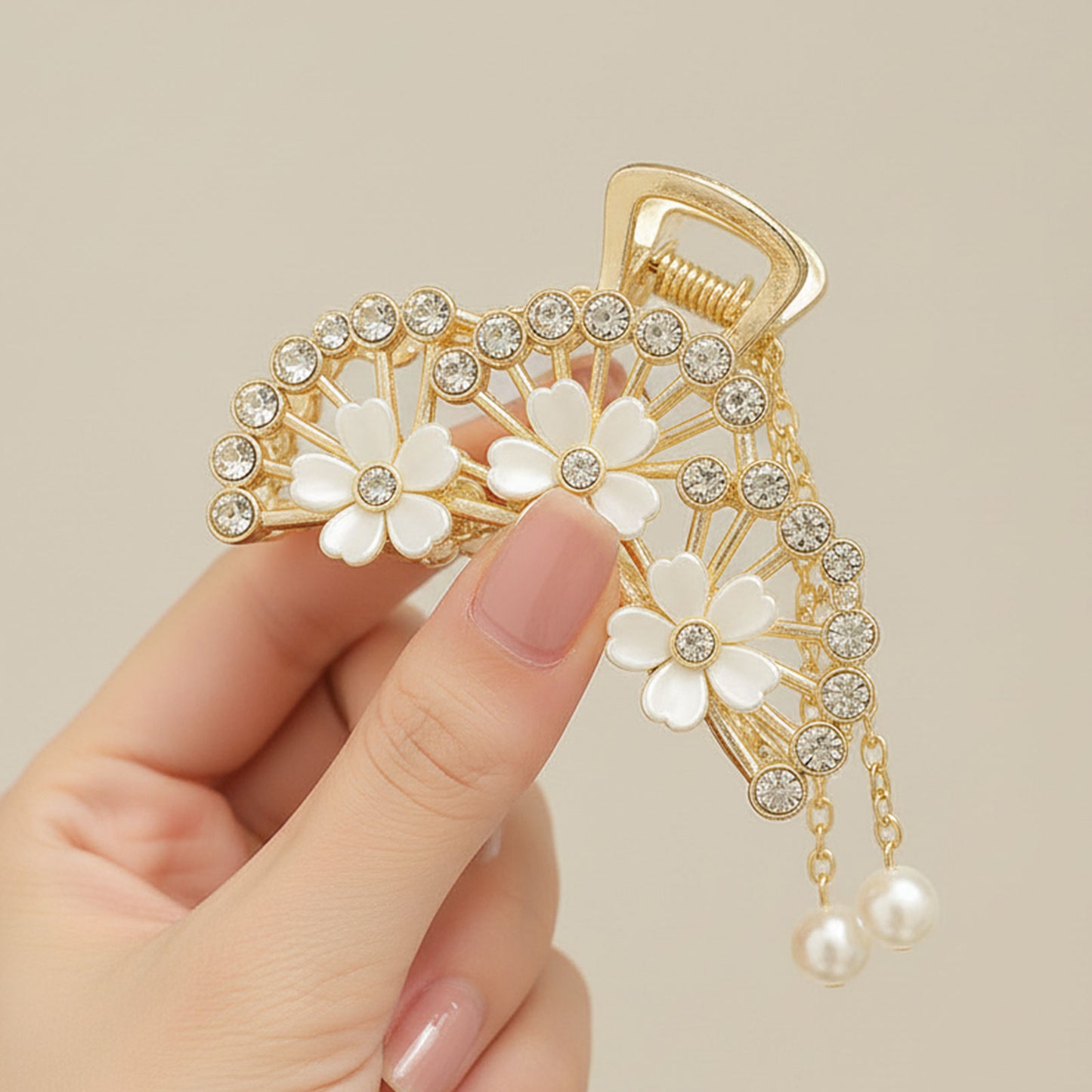 Pince Bijou Pearl Tiara Blanc