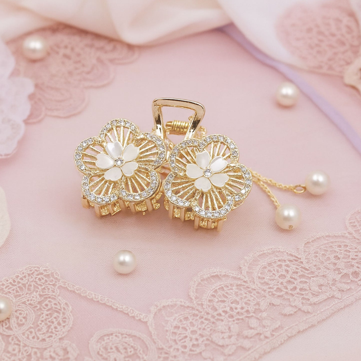Pince Bijou Pearl Charm Blanc