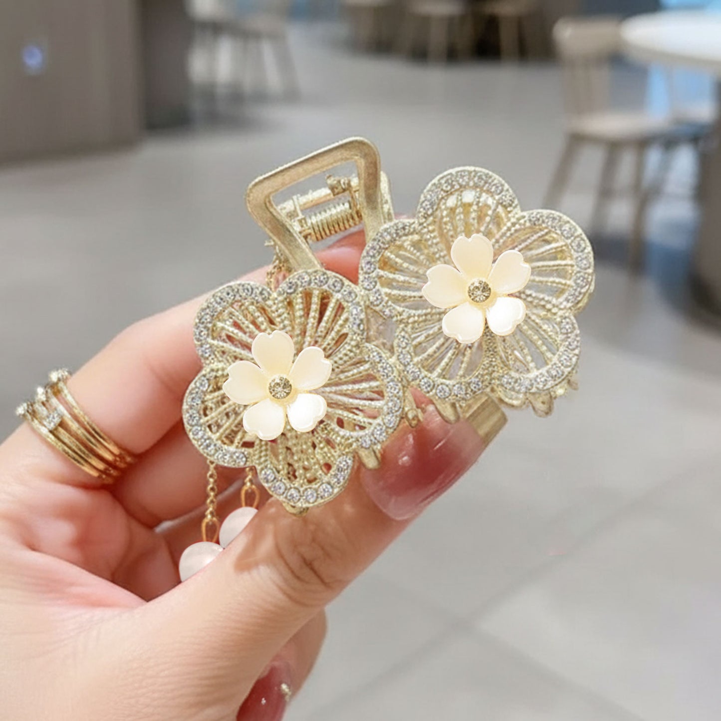 Pince Bijou Pearl Charm Blanc