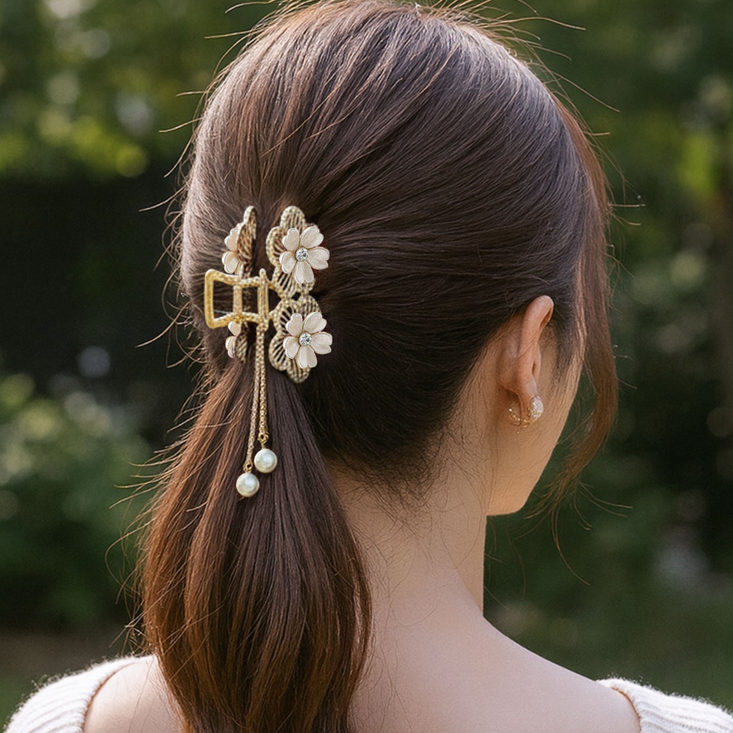 Pince Bijou Pearl Charm Blanc