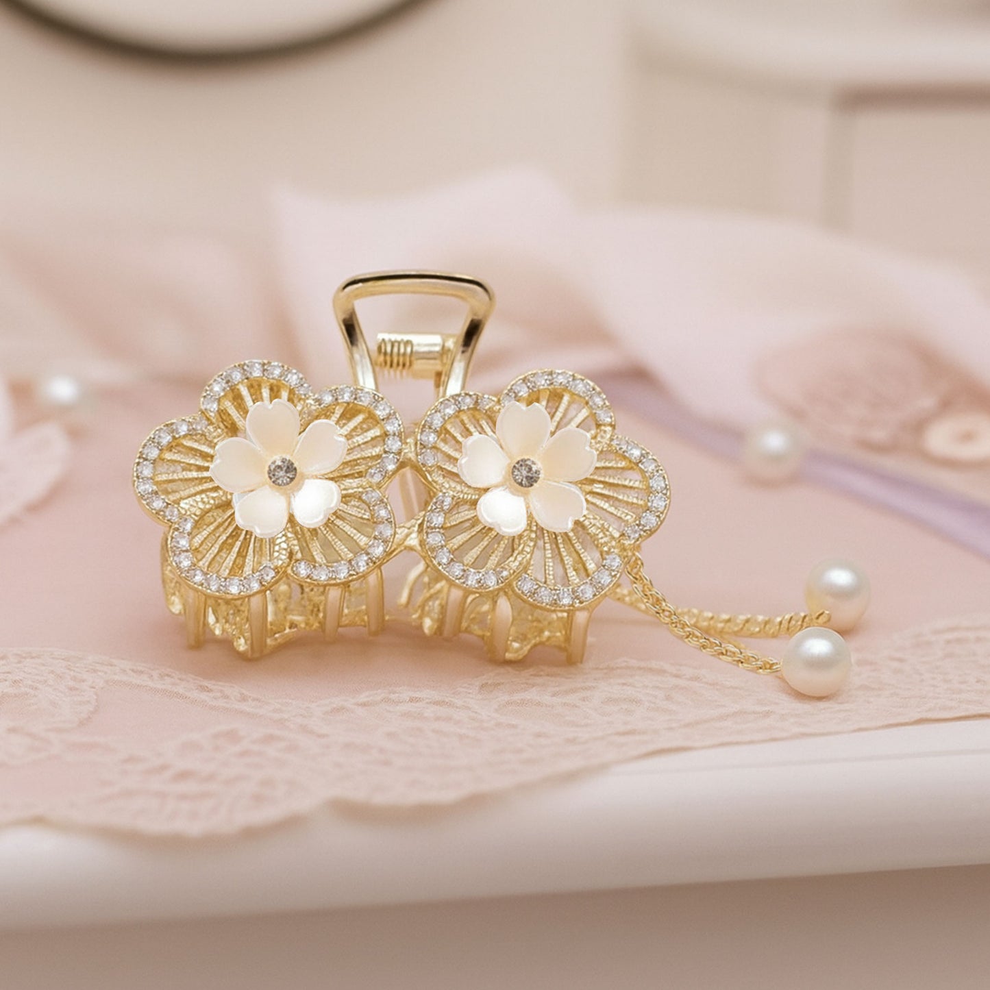 Pince Bijou Pearl Charm Blanc