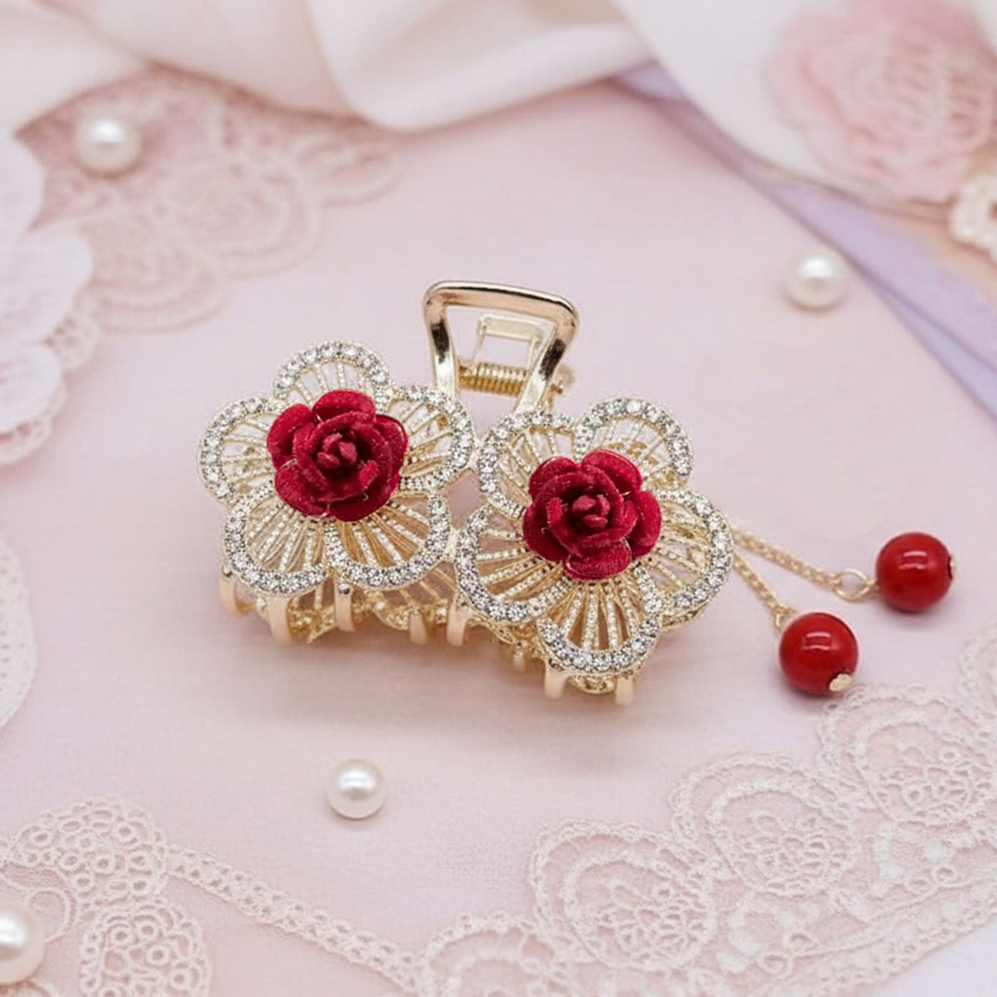 Pince Bijou Rose & Pearl Bordeaux
