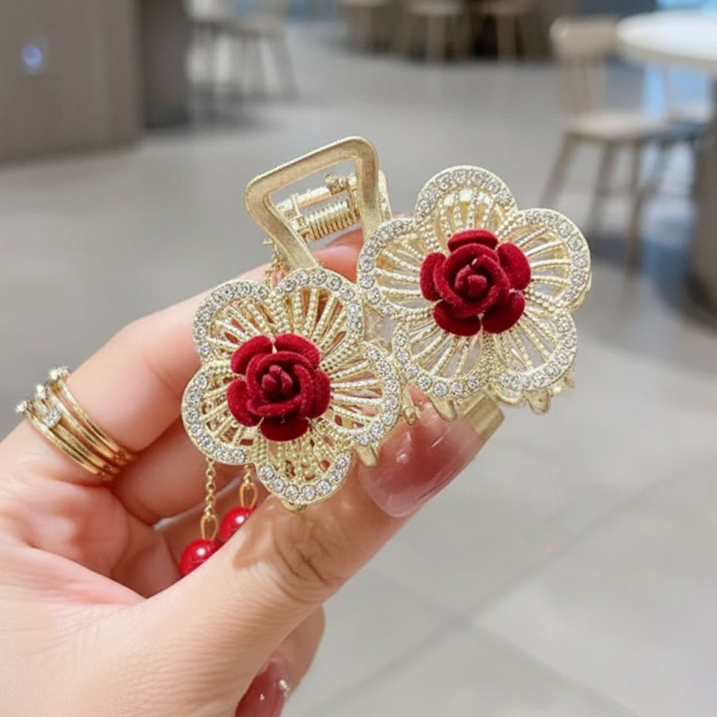 Pince Bijou Rose & Pearl Bordeaux