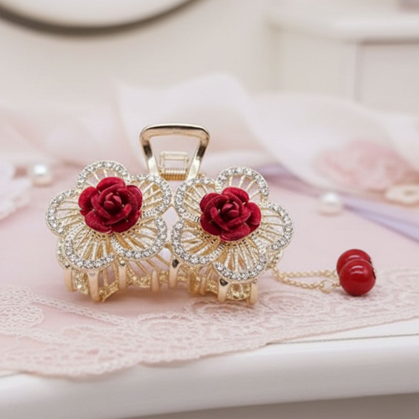 Pince Bijou Rose & Pearl Bordeaux