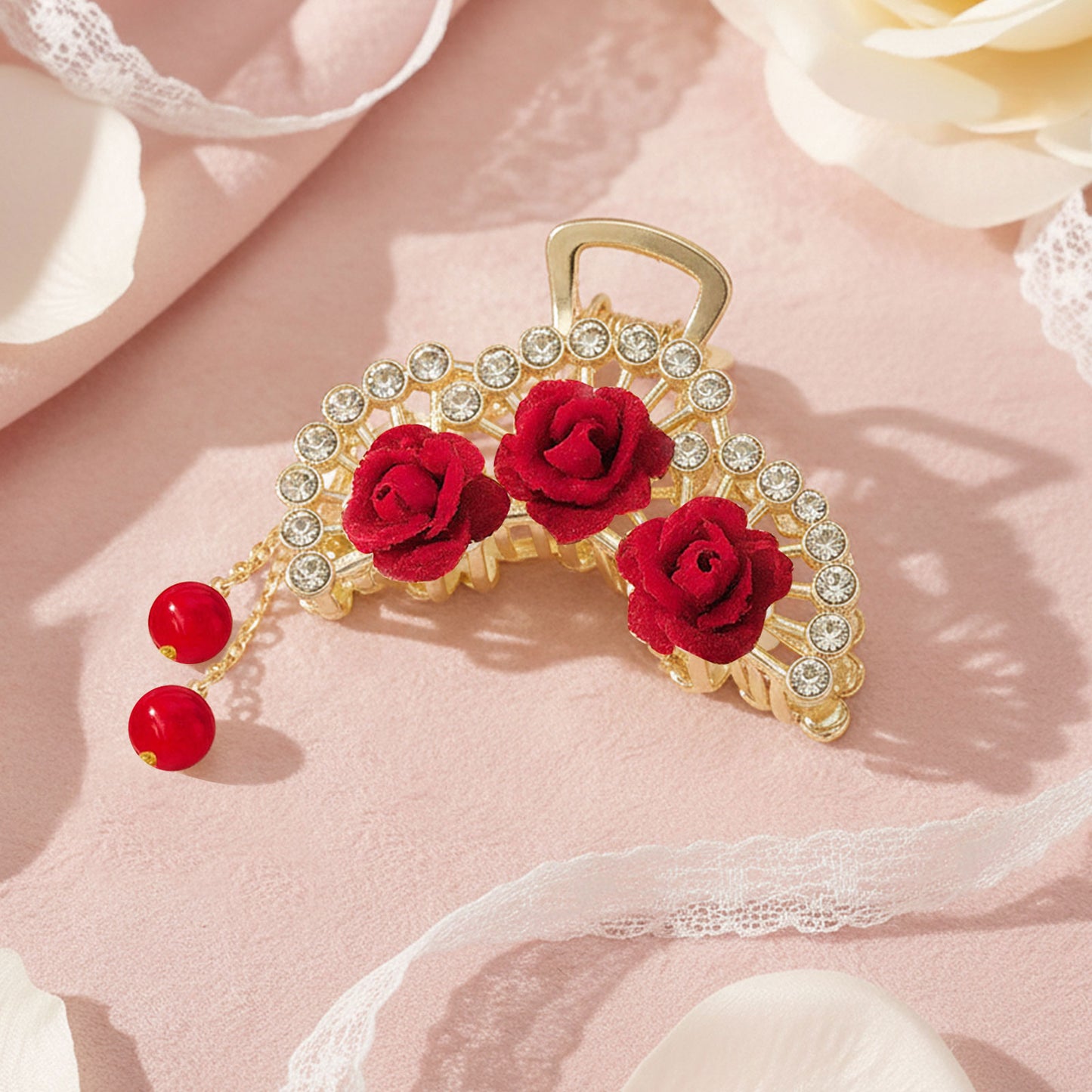 Pince Bijou Pearl Tiara Bordeaux