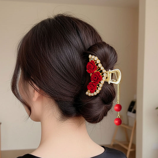 Pince Bijou Pearl Tiara Bordeaux