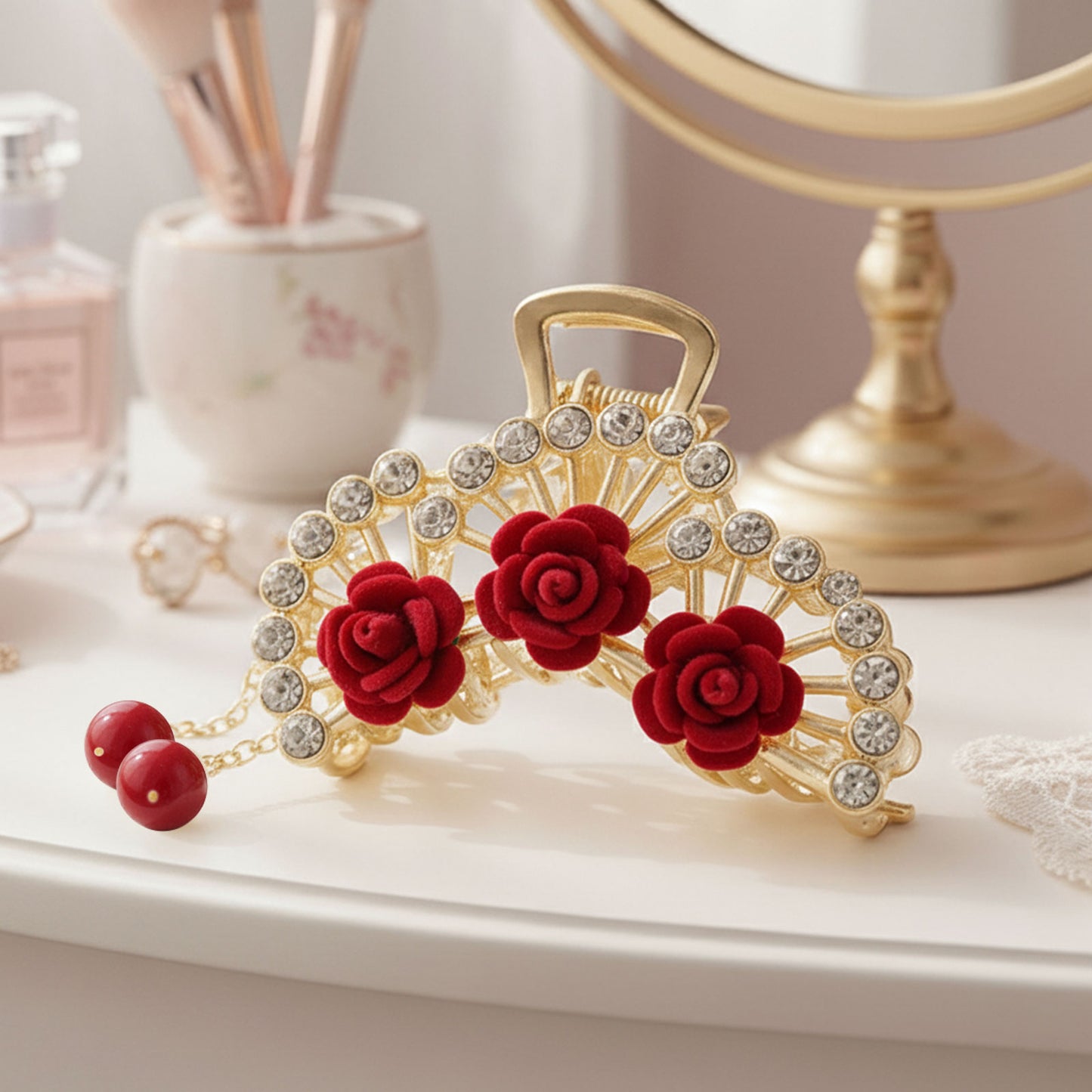 Pince Bijou Pearl Tiara Bordeaux