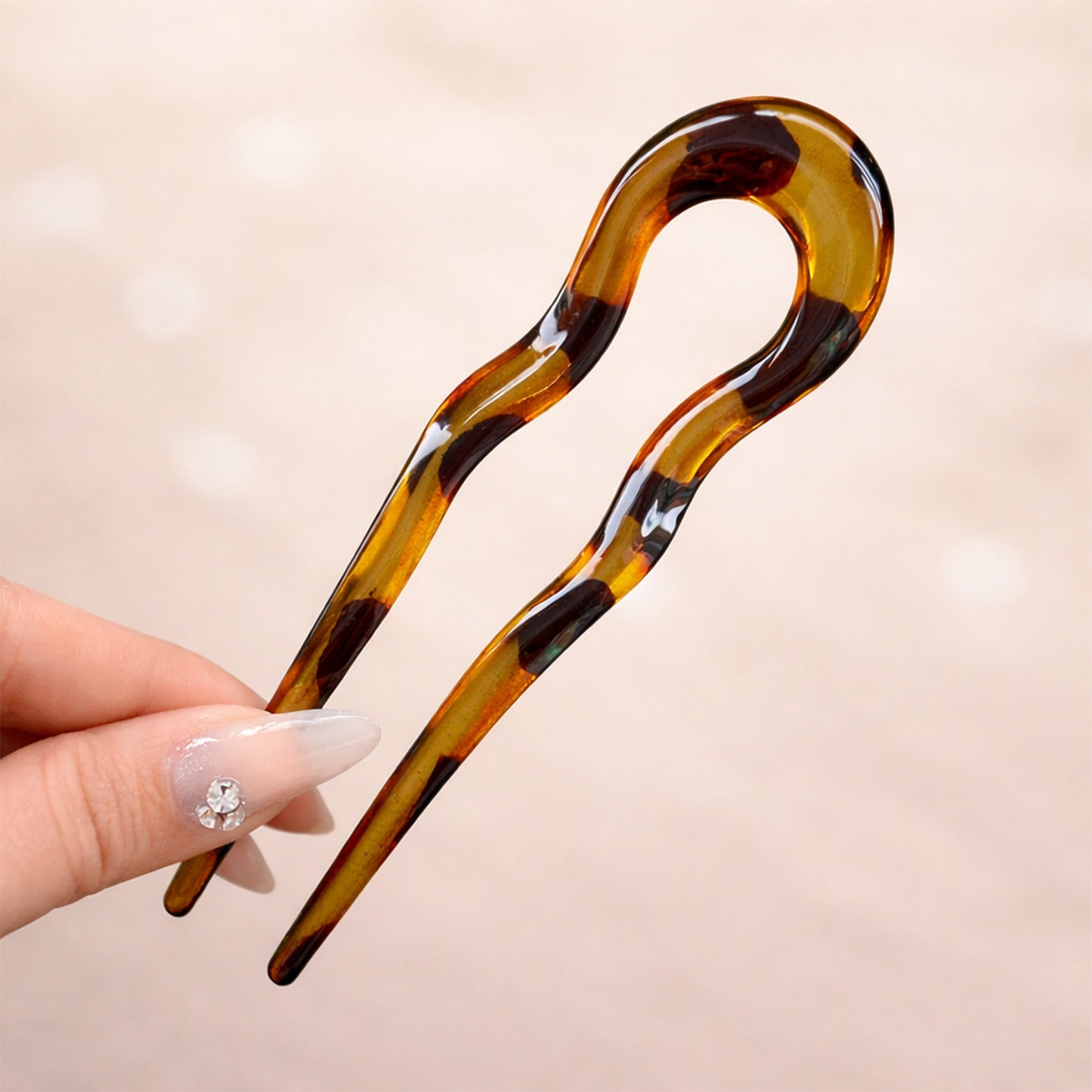 Épingle à Chignon Française Ondulée Miel Ambrée