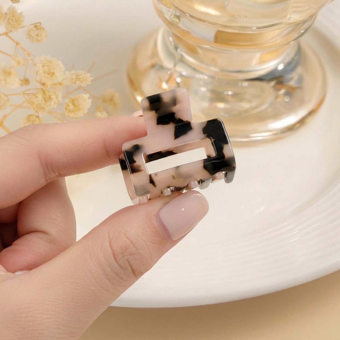 Mini Pince Cheveux Crocro Vintage Léopard Beige