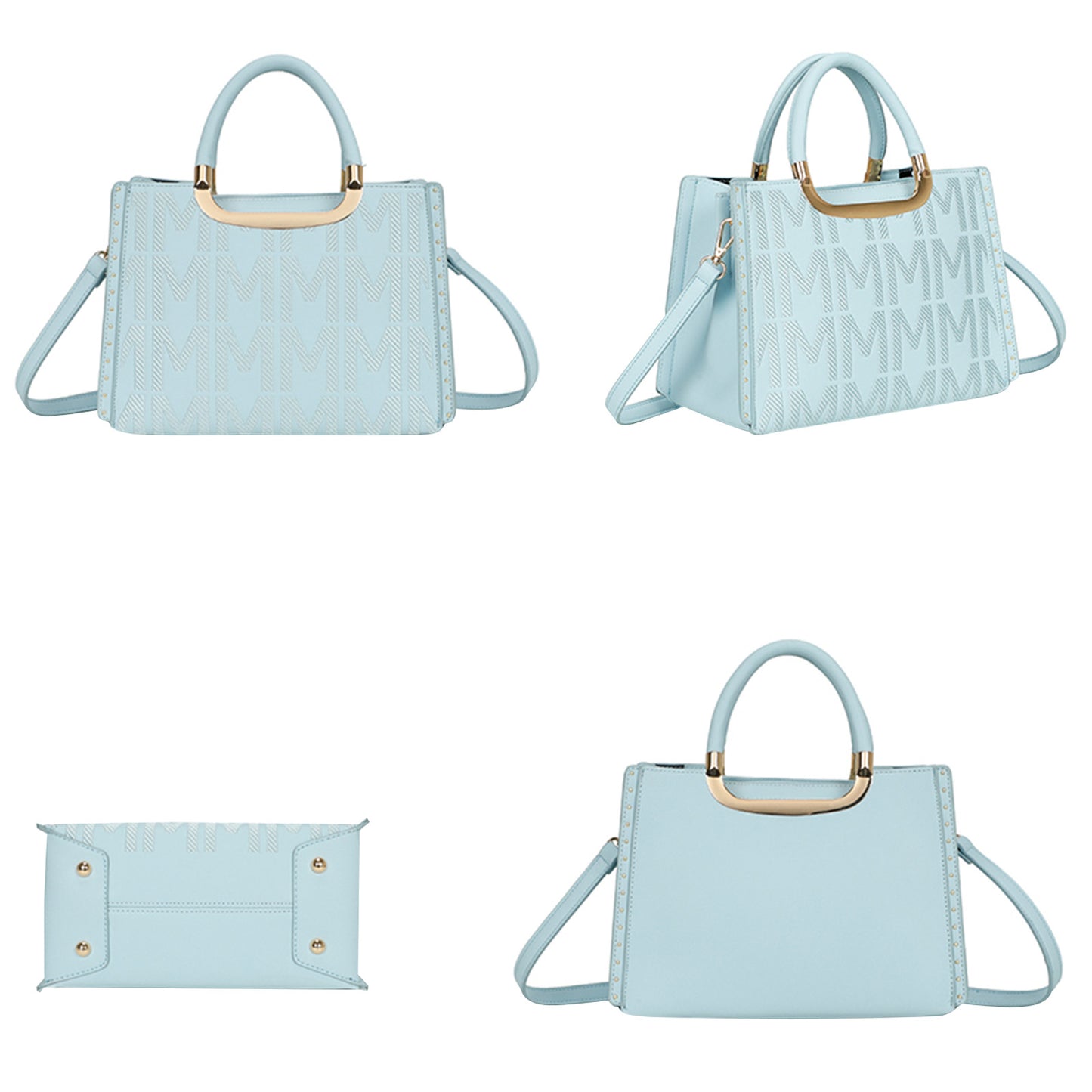 Sac à Main Imprimé Monogramme Le Reflet Bleu Clair