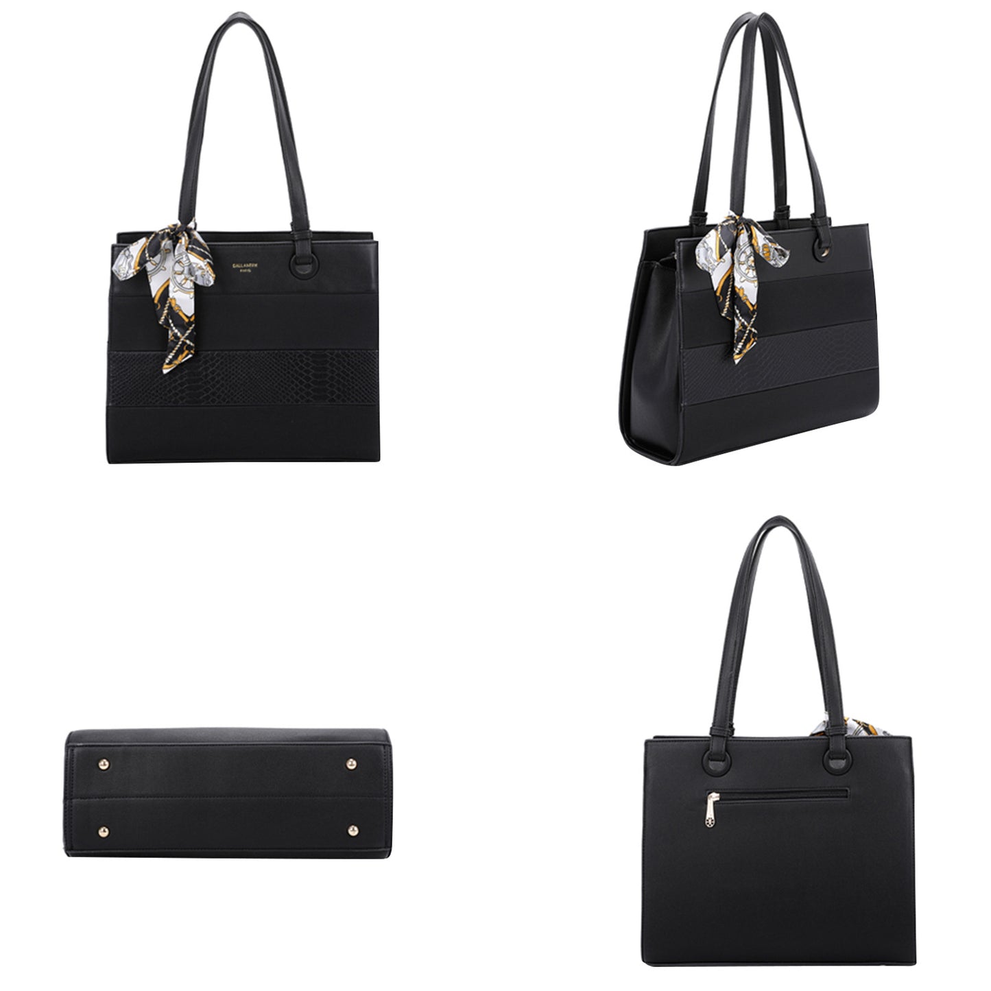 Sac Cabas Multi-Textures à Foulard Jocasta Noir