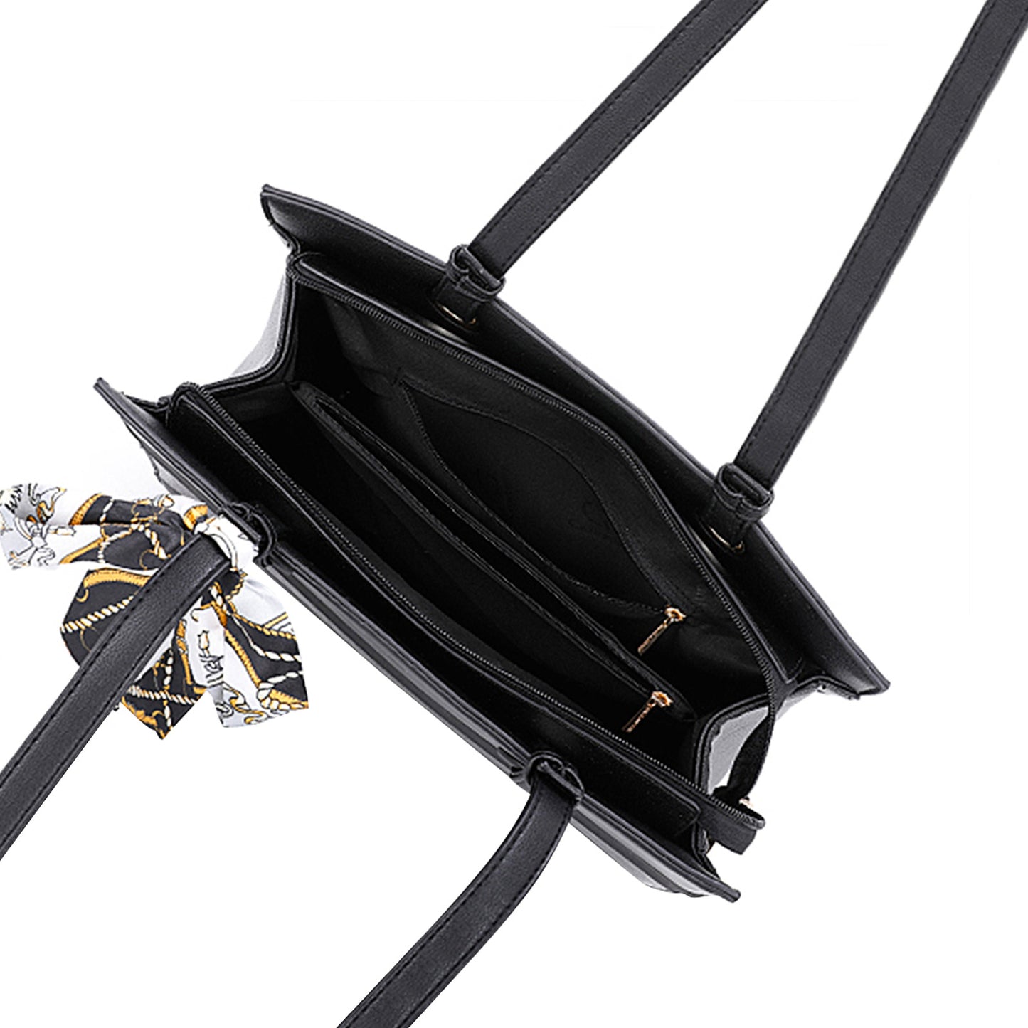 Sac Cabas Multi-Textures à Foulard Jocasta Noir