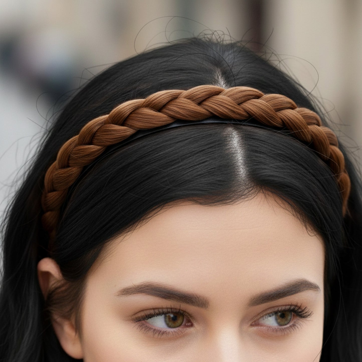 Serre-tête Couronne Tressée Maryrose Marron Clair