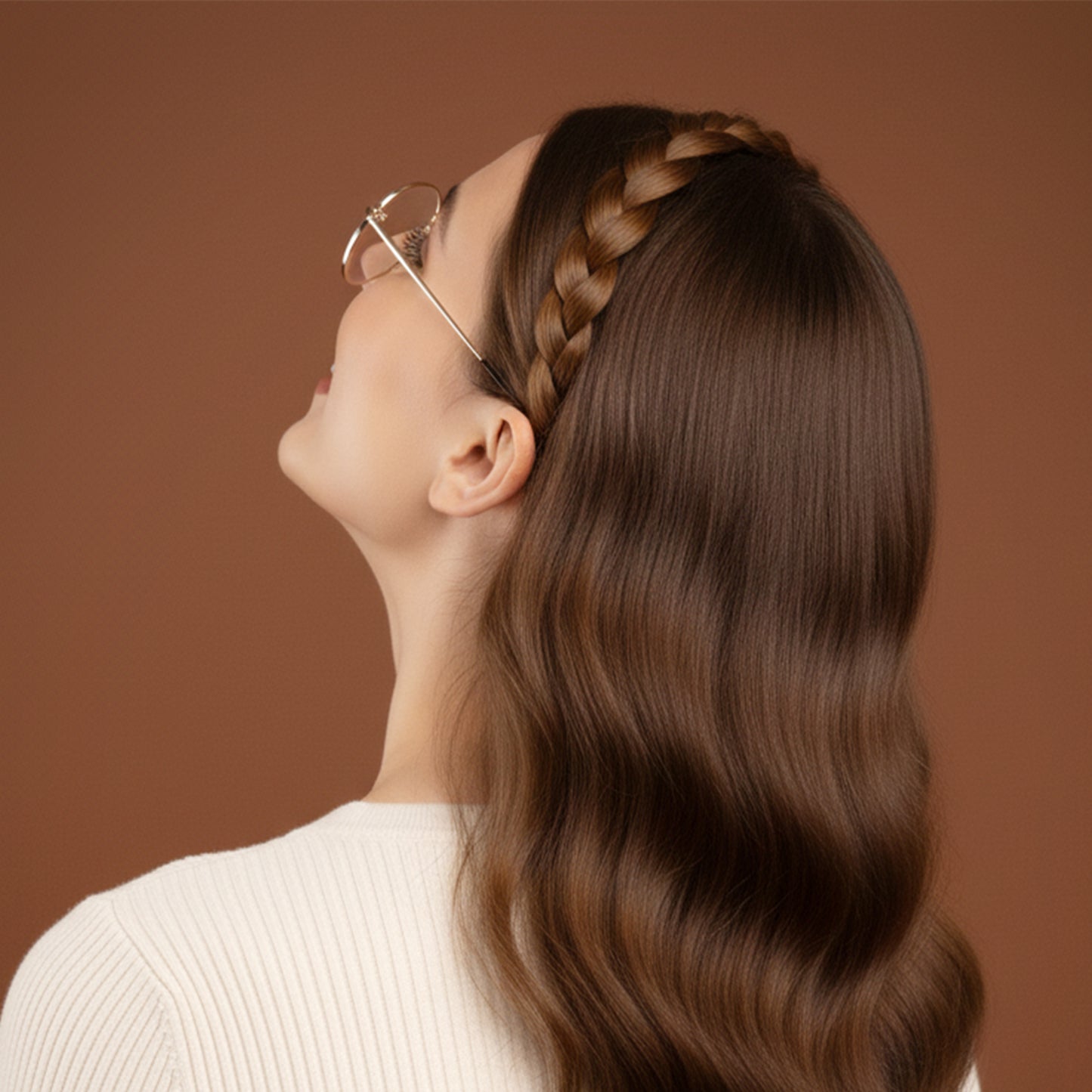 Serre-tête Couronne Tressée Maryrose Marron Clair