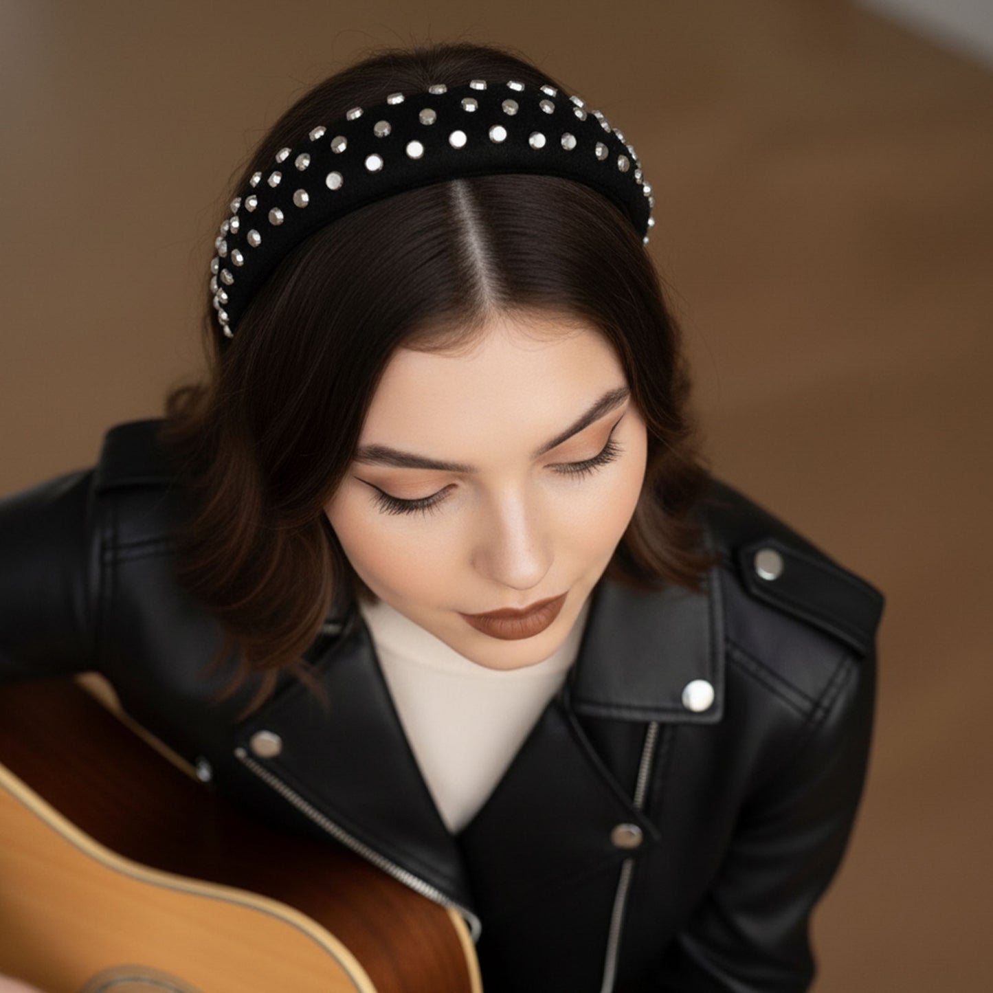 Serre-tête Large Miley Rock & Studs Noir