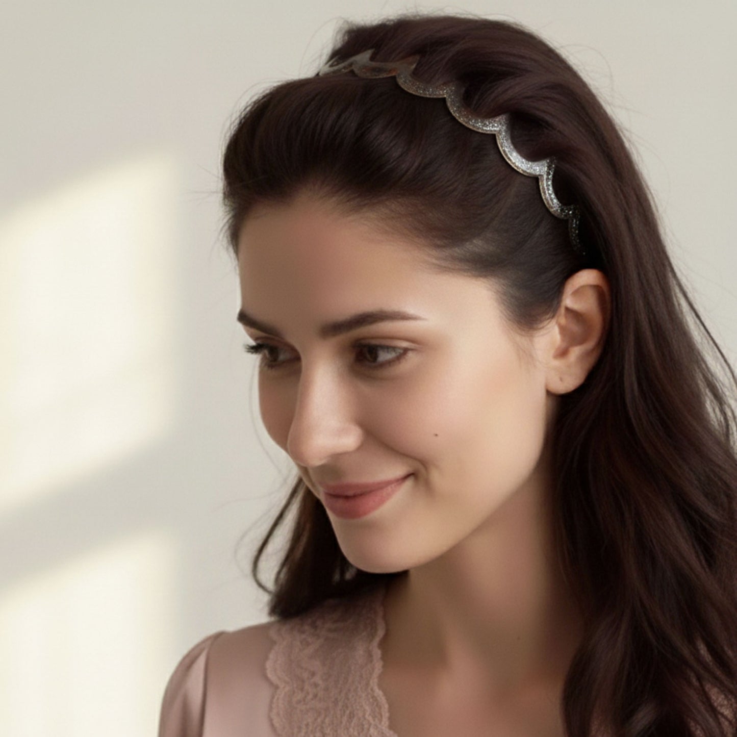 Serre-tête Cranté Havana Wave Transparent Noir