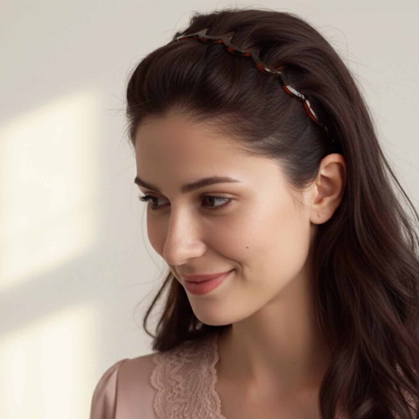 Serre tête Havana Wave Rythm Transparent Ambré Marron Foncé