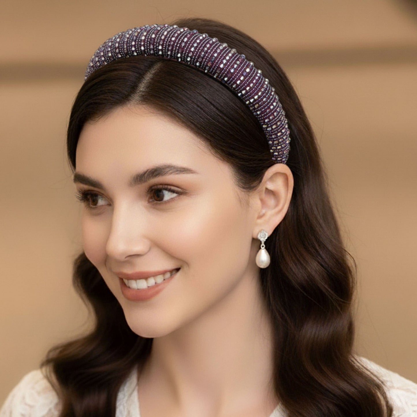 Serre-tête Large Angie Prune Cristalline