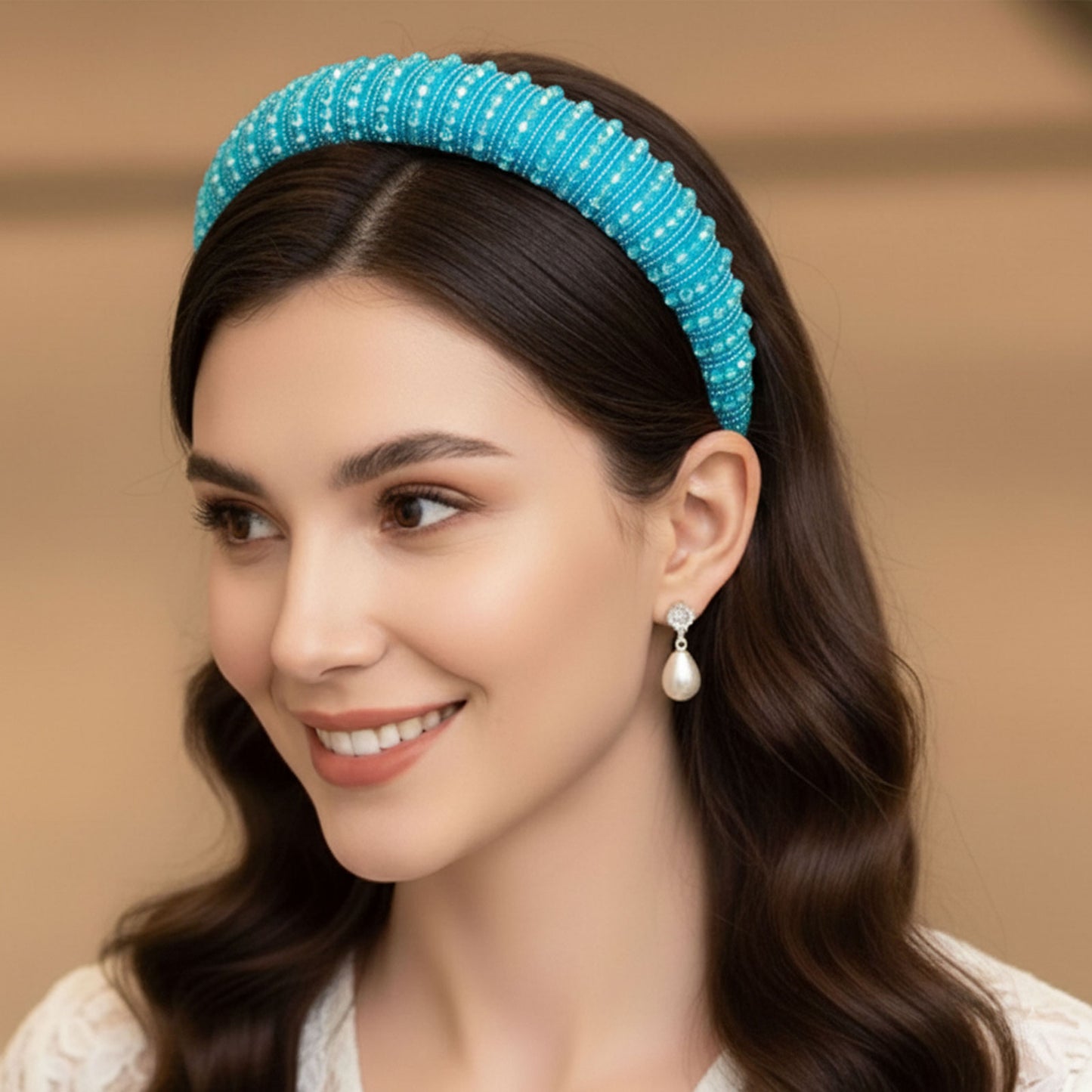 Serre-tête Large Angie Aqua Spark