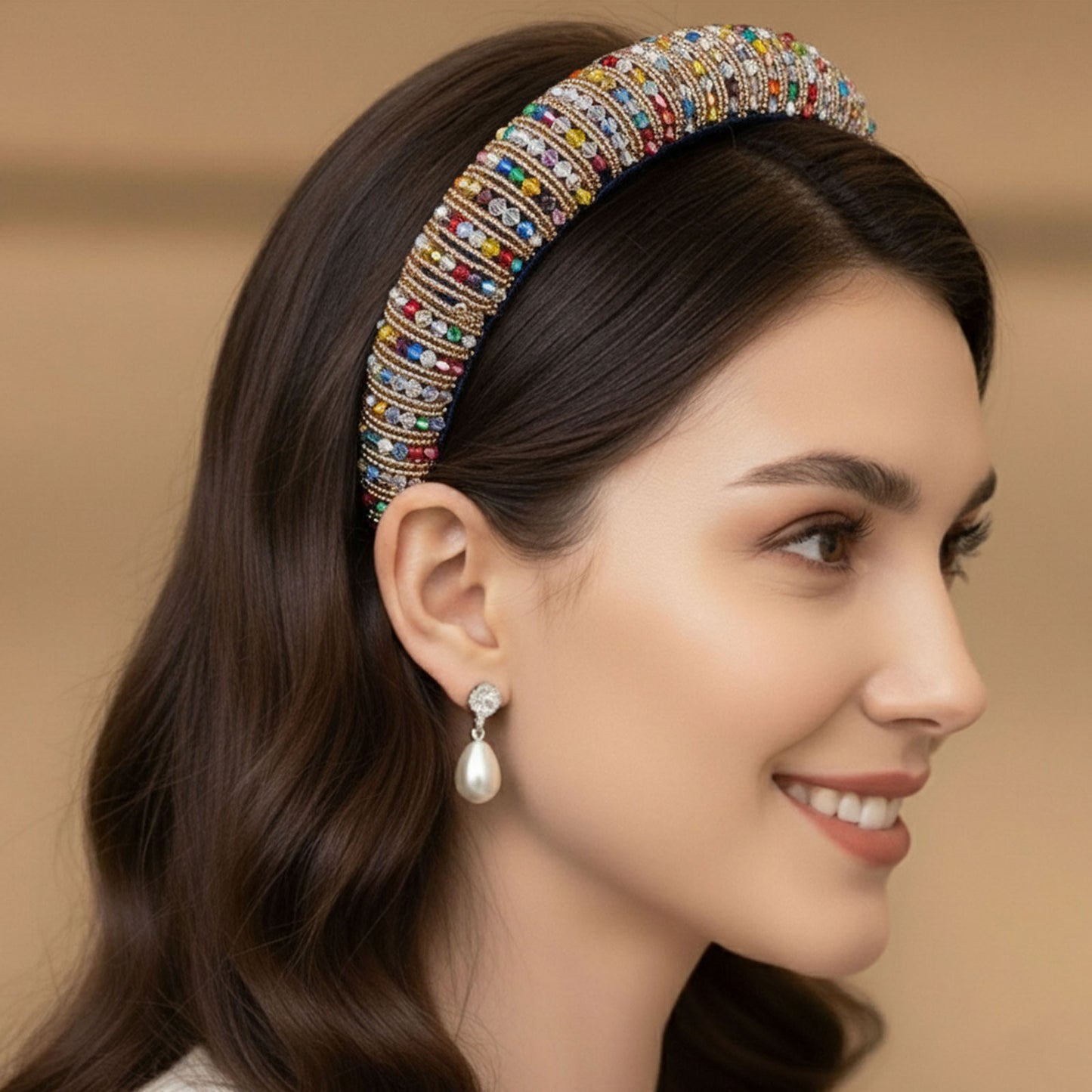 Serre-tête Large Angie Mosaïque Arc-en-Ciel