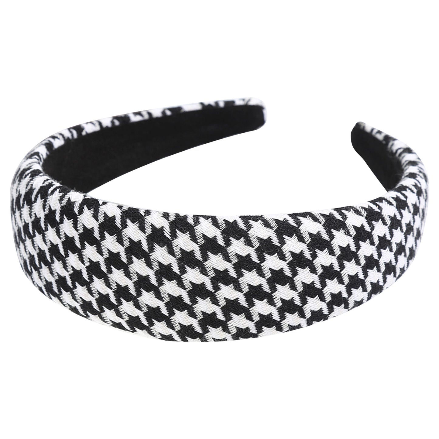Serre-tête Large en Tissu Jacquard Pied de Poule Vittoria Grands Carreaux