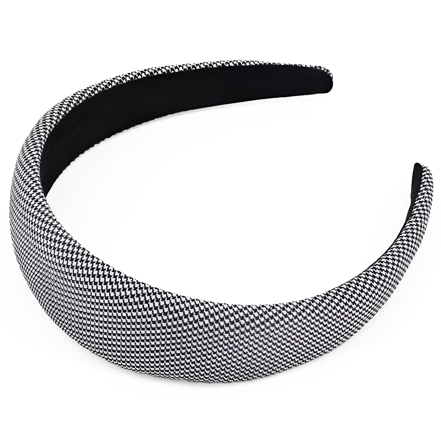 Serre-tête Large en Tissu Jacquard Pied de Poule Vittoria Petits Carreaux