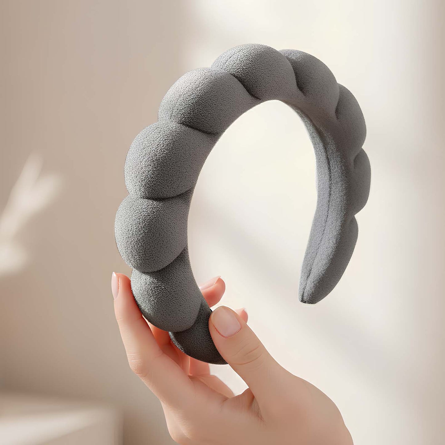 Serre-tête Spa Rembourré pour Soins Nuage Doux Gris