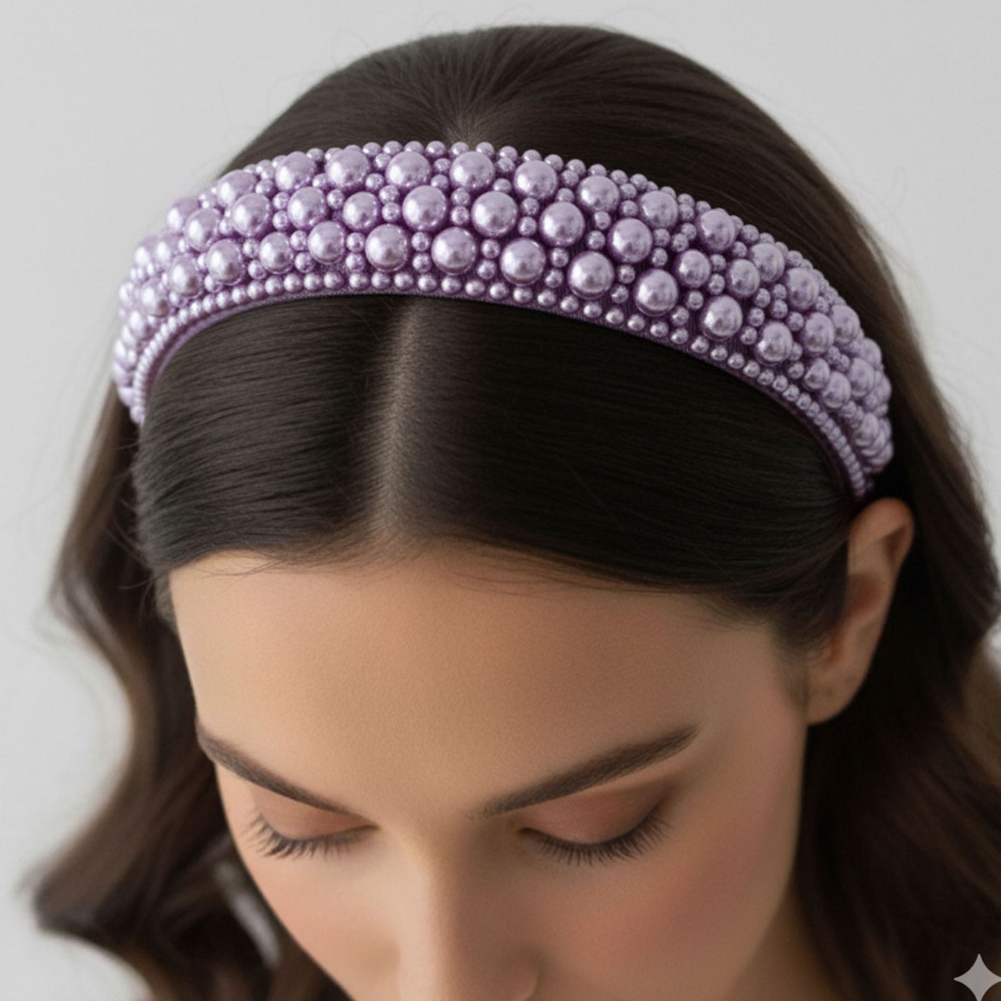 Serre-tête Large Nyssa Couronne de Perles Violet