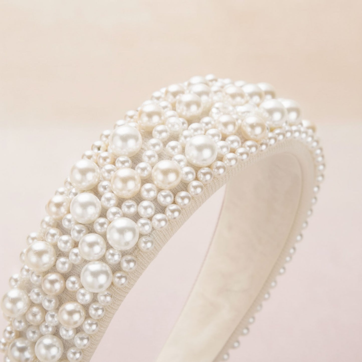 Serre-tête Large Nyssa Couronne de Perles Blanc